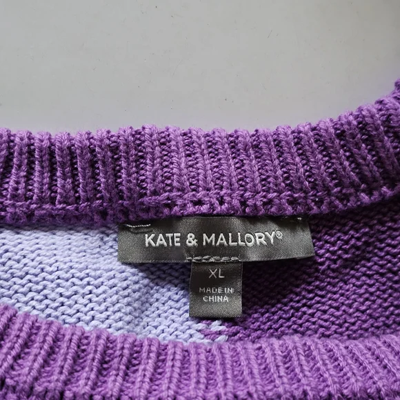 Kate & Mallory Two-Tone Purple Heart Sweater - Picture 12 of 15
